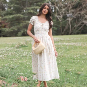 Katana Puff Sleeve Midi Dress